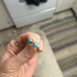 Triangle T Turquoise and sterling silver earrings